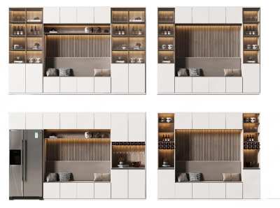 现代卡座酒柜3D模型下载